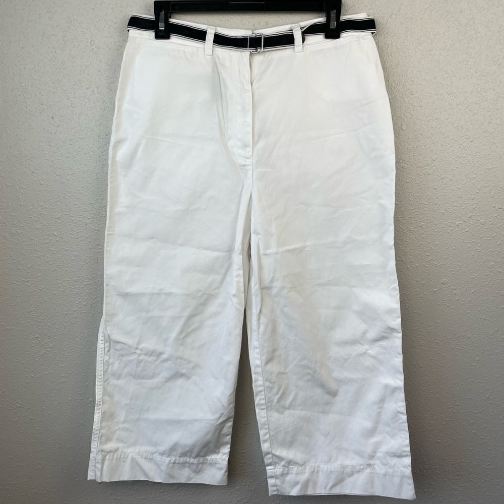 Lauren Ralph Lauren White Belted Cropped Pants Size 10 EUC